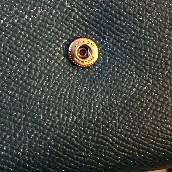 Like New! Coach Glitter Iridescent Bluish Green snap Compact Wallet - Picture 7 of 14